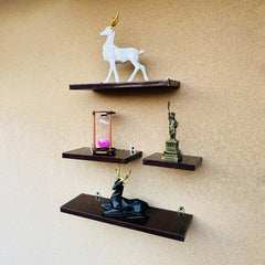 Wall Mounted Brown Floating Shelves, Book Storage Rack Shelf , wooden shelves , 4 pcs set .