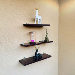 Wall Mounted Brown Floating Shelves, Book Storage Rack Shelf , wooden shelves , 4 pcs set .