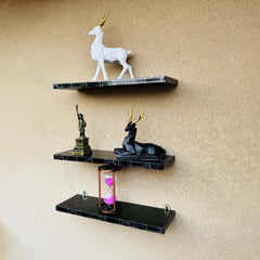 Set of 3 large wall mount floating shelves, Decoration shelves , Wall Shelves, Black color shelves,